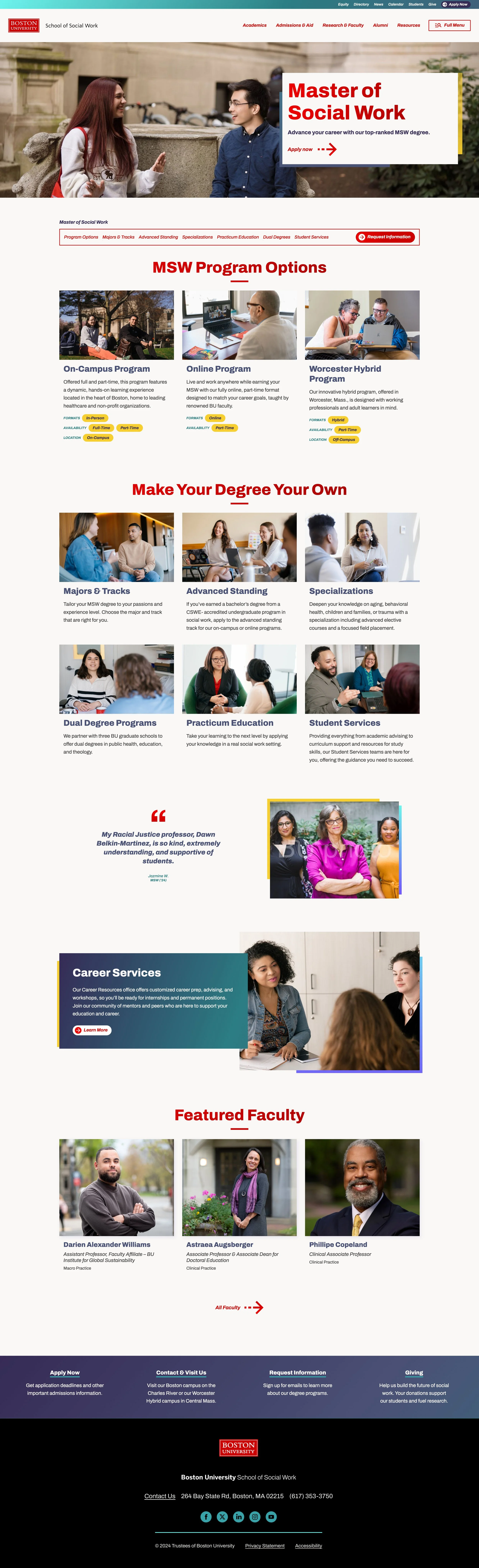 Degree page design of school of social work website