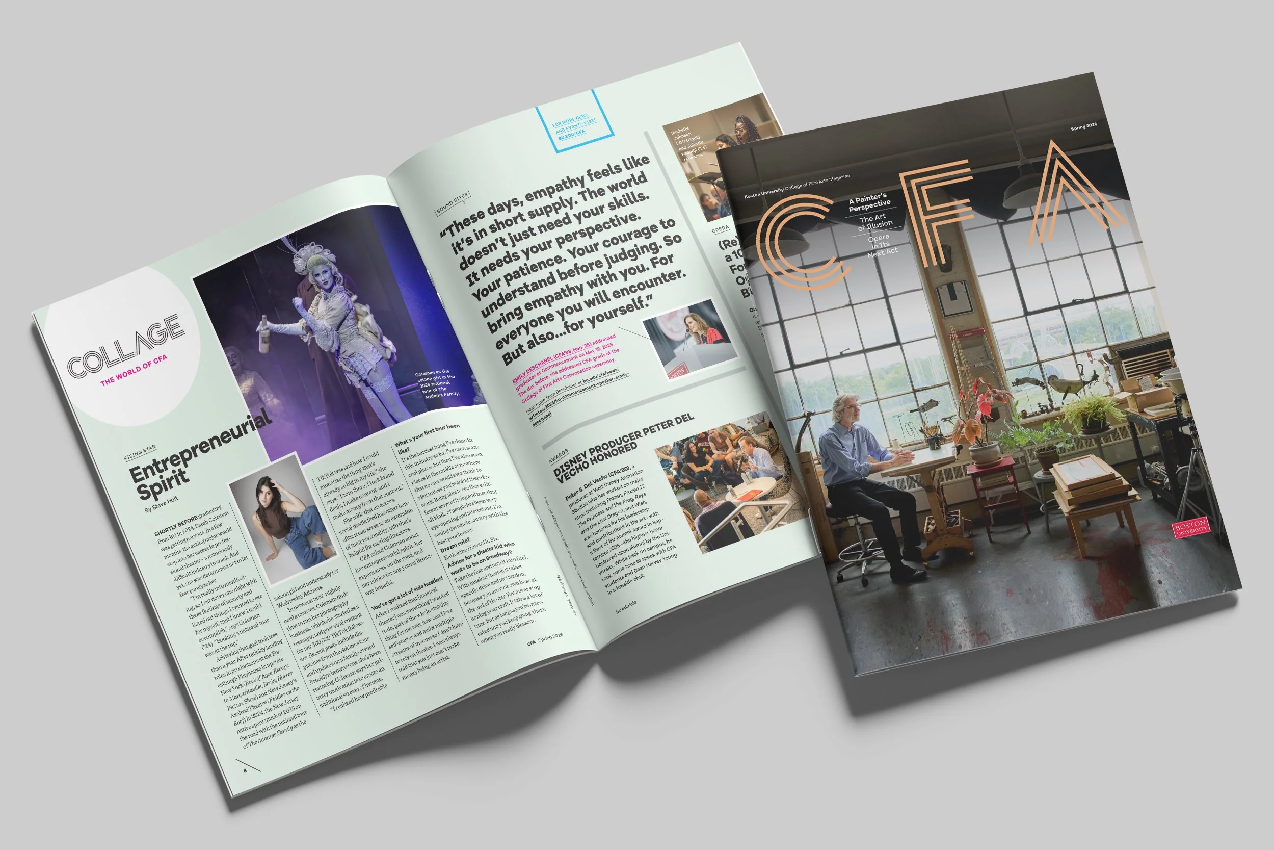 Cover and spread from CFA magazine