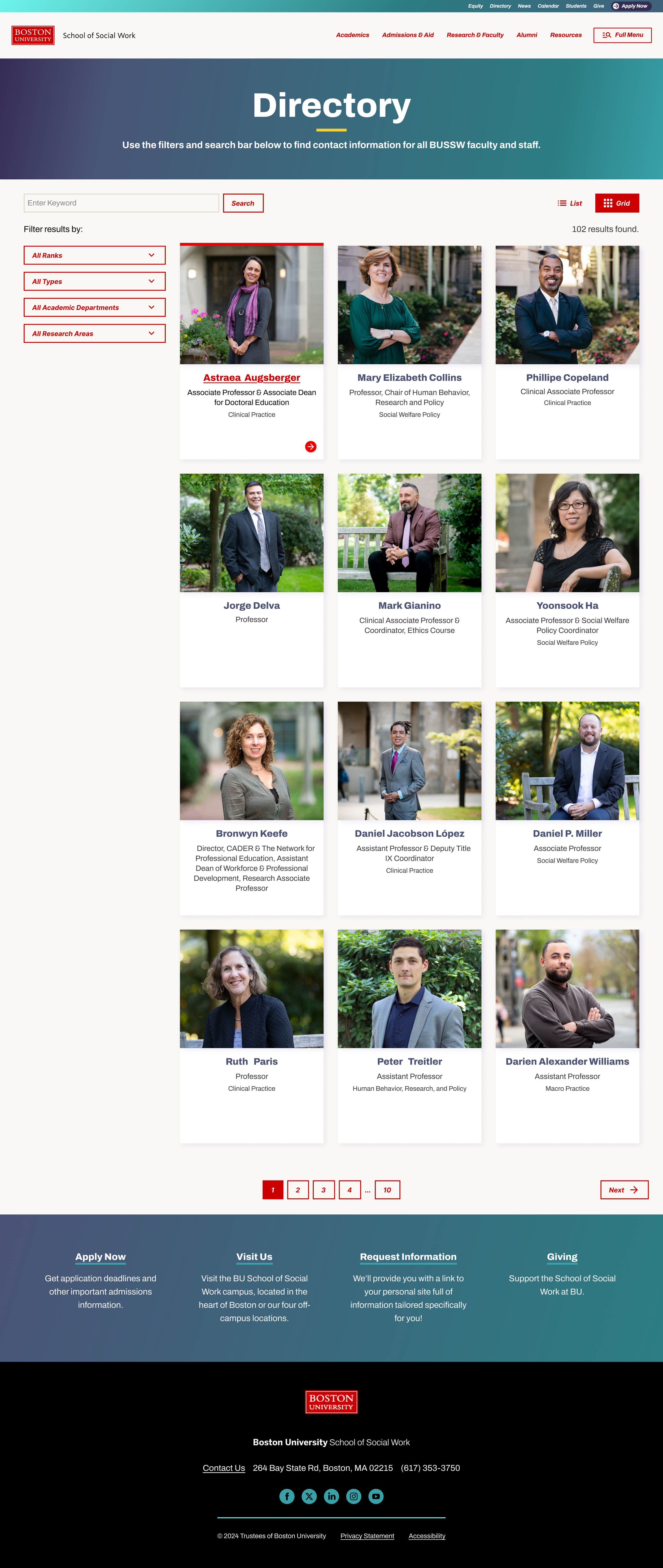 Faculty page design of school of social work website
