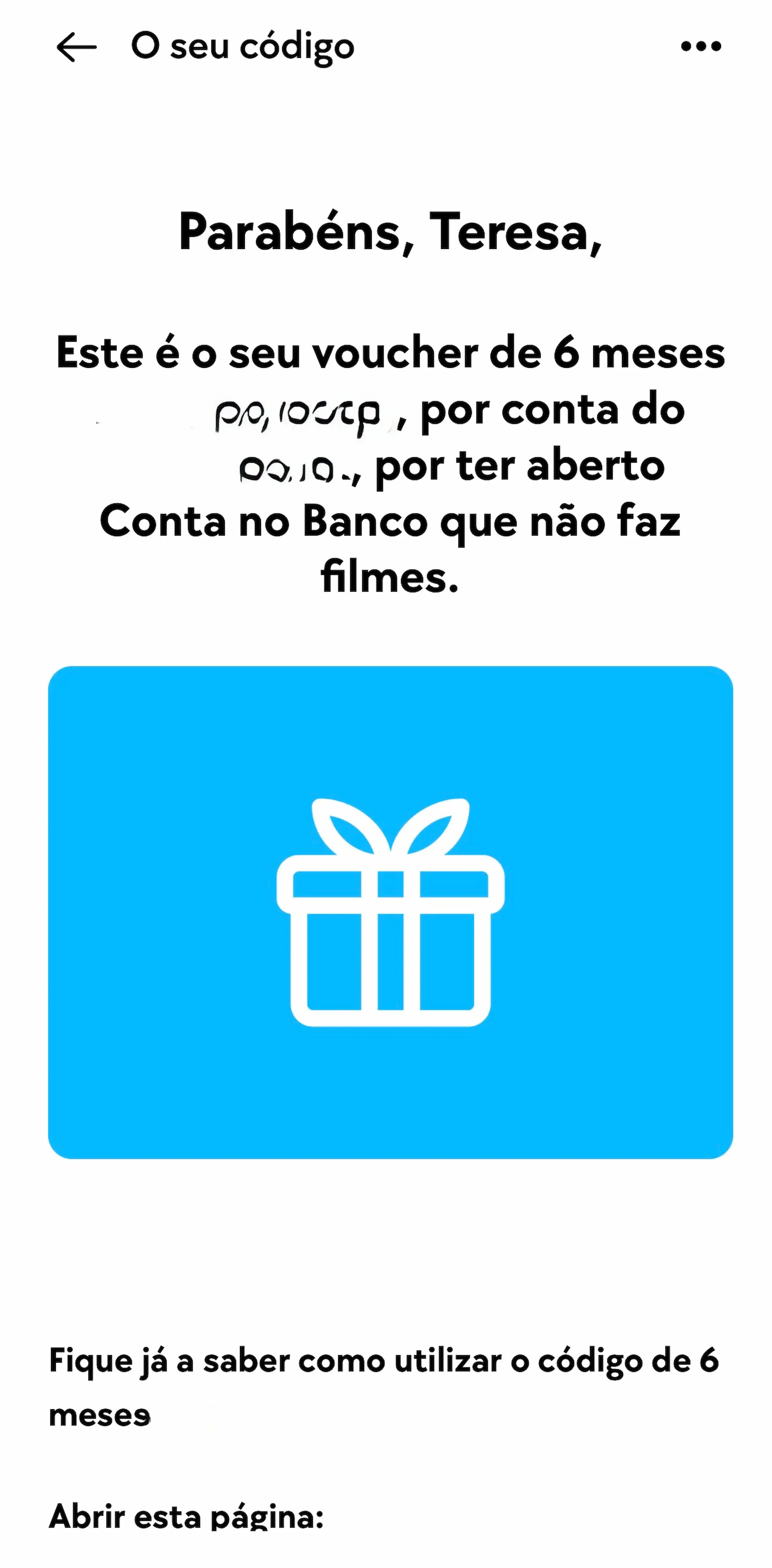 Bank promotional email offering six months of free streaming access to customers who open a new account.