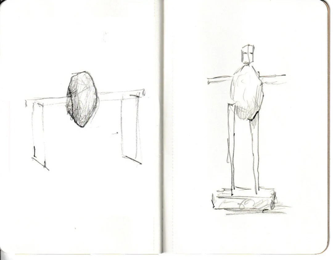Compare sketch of Isamu Noguchi's sculpture with the my interpretation.