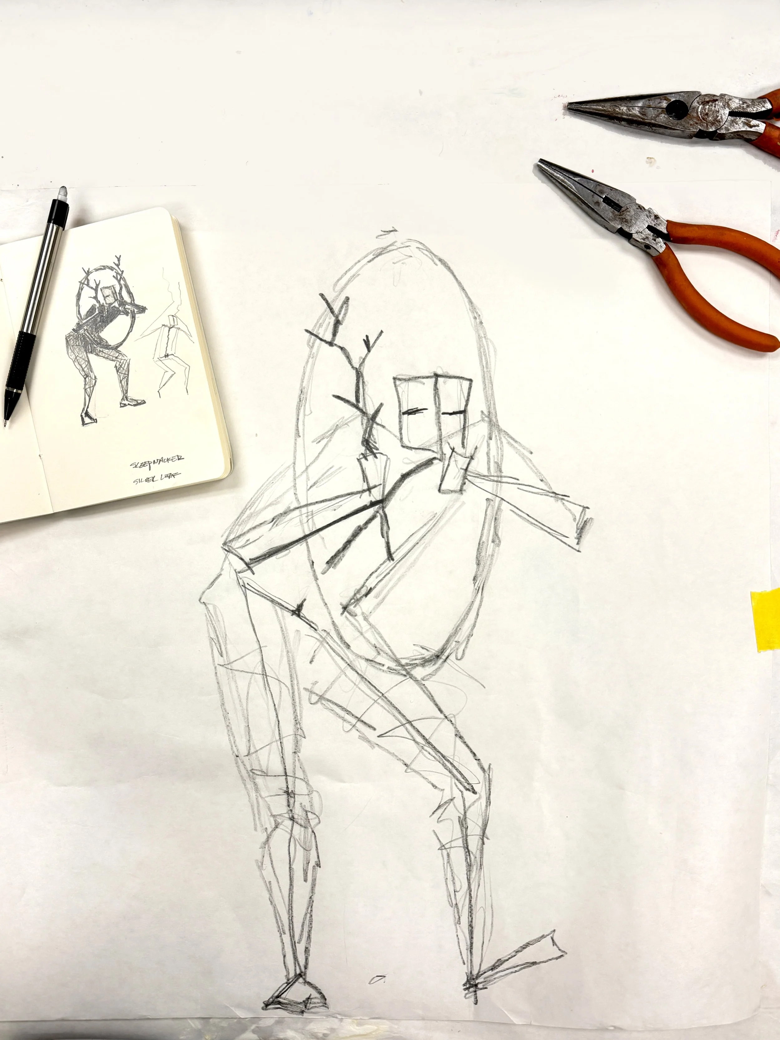A template for the armature assures the proportions remain true to the original sketch. Refinements are made at every stage of the creative process.