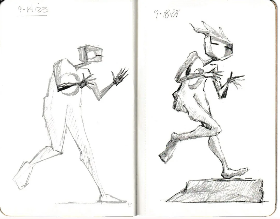 The final sculpture concept takes shape, ready to execute in 3 dimensions as form and space.