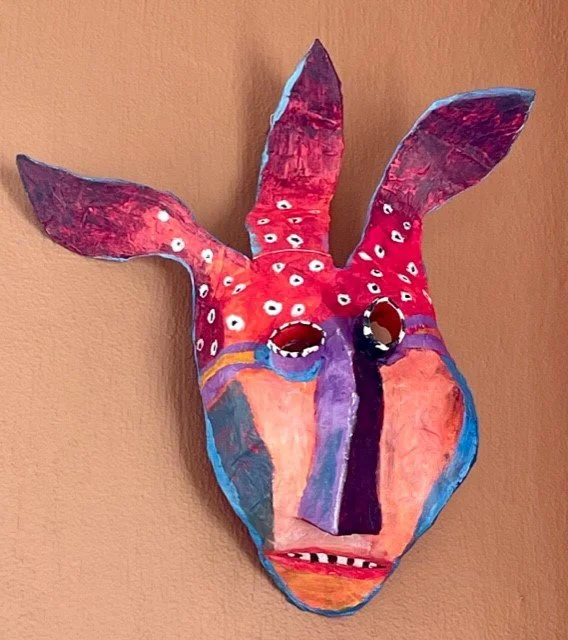mixed media mask created by student