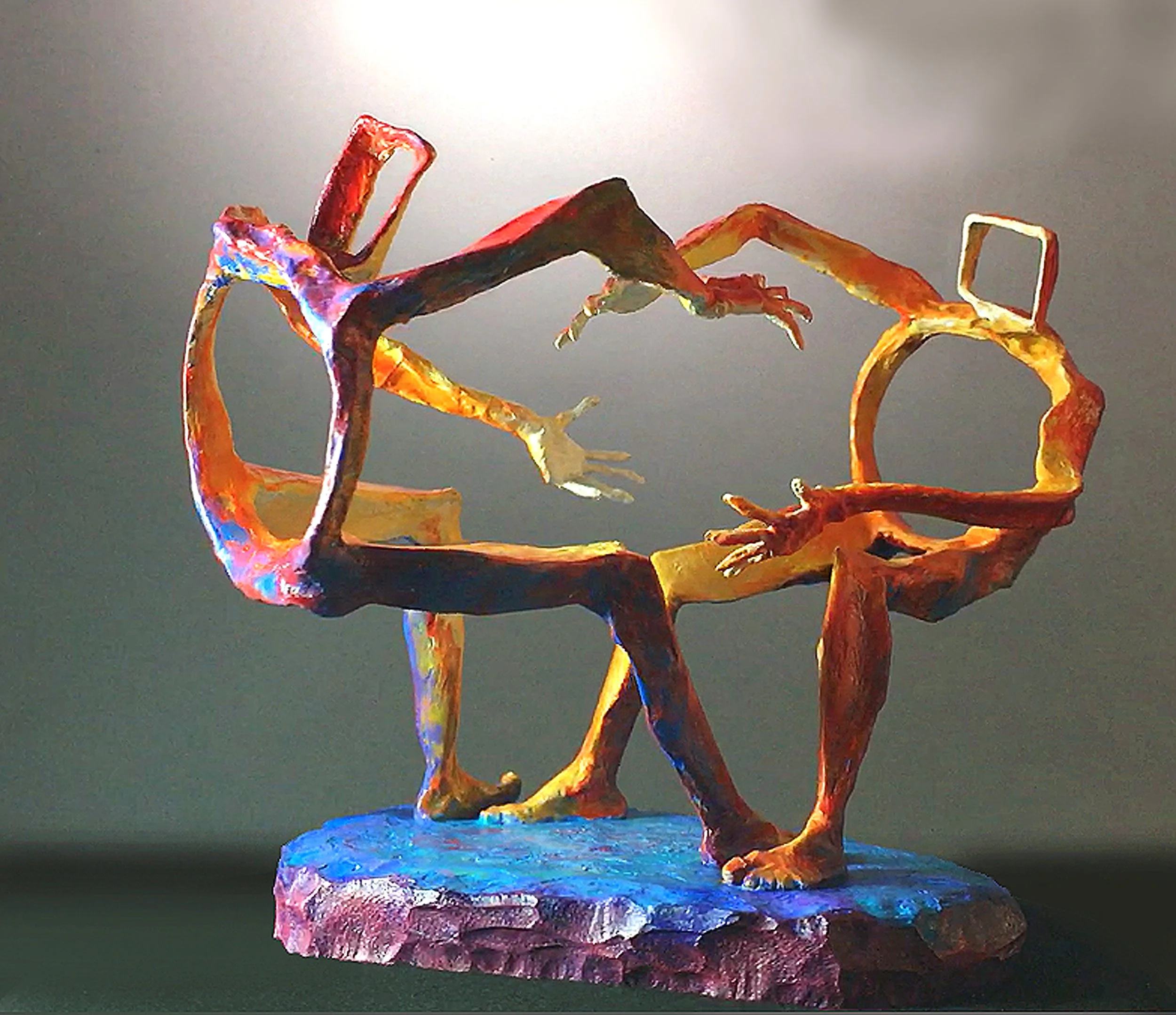 sculpture of ideological beliefs in dynamic opposition