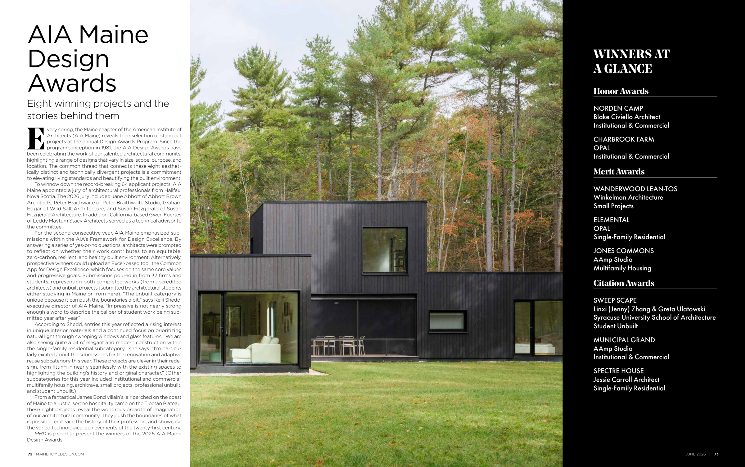 2026 June  |  Maine Home+Design  |  AIA ME Awards