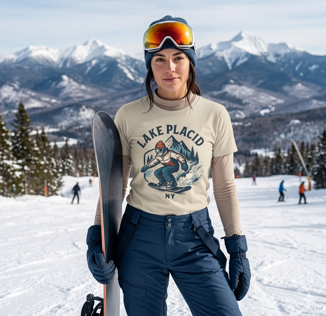 Lake Placid Snowboarder Tee | NY Mountain Winter Graphic
