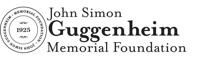 Logo for the John Simon Guggenheim Memorial Foundation, including a circular emblem with the text 'GUGGENHEIM MEMORIAL FOUNDATION JOHN SIMON' and the year 1925, alongside the name 'John Simon Guggenheim Memorial Foundation' in bold and regular fonts.