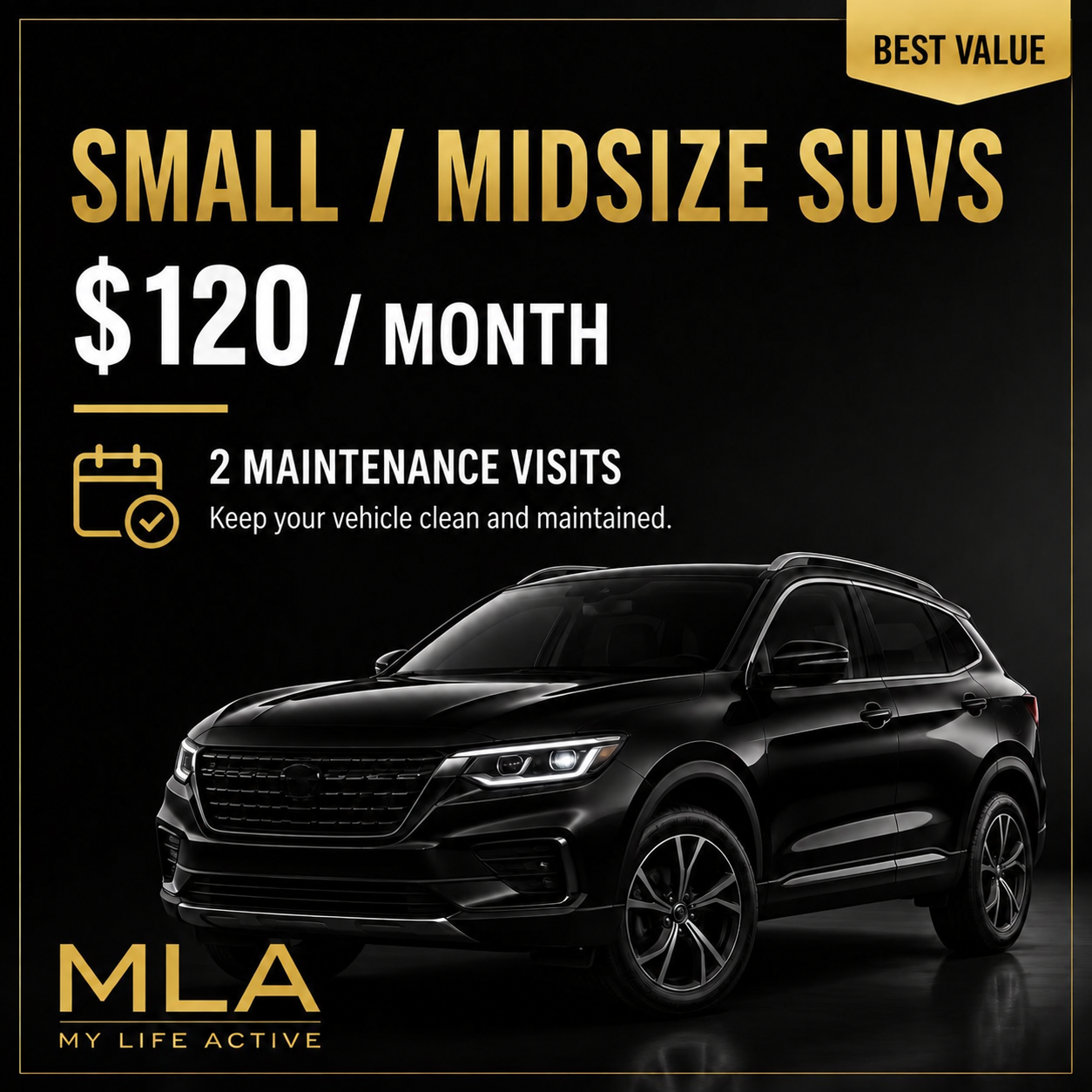 “Small/midsize SUVs” ($120 for 2 maintenance visits a month)