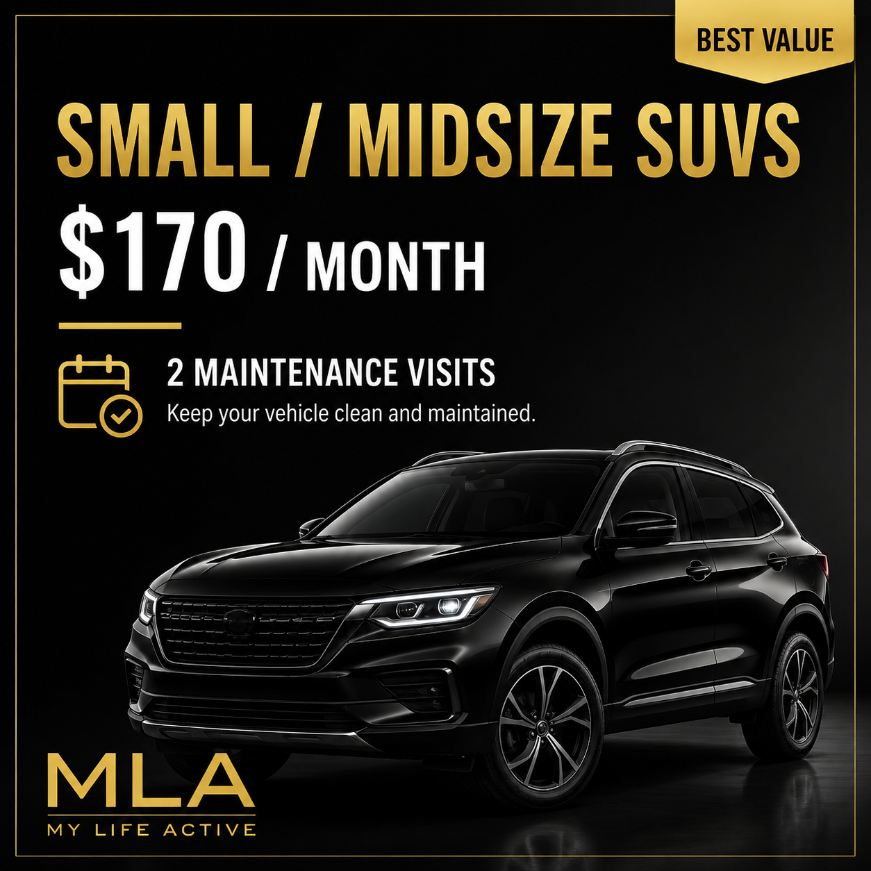“Small/midsize SUVs” ($170 2 maintenance visits a month)