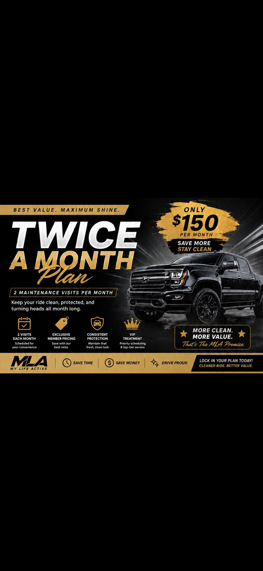 “Trucks/Large SUVs” ($150 for 2 maintenance visits a month)