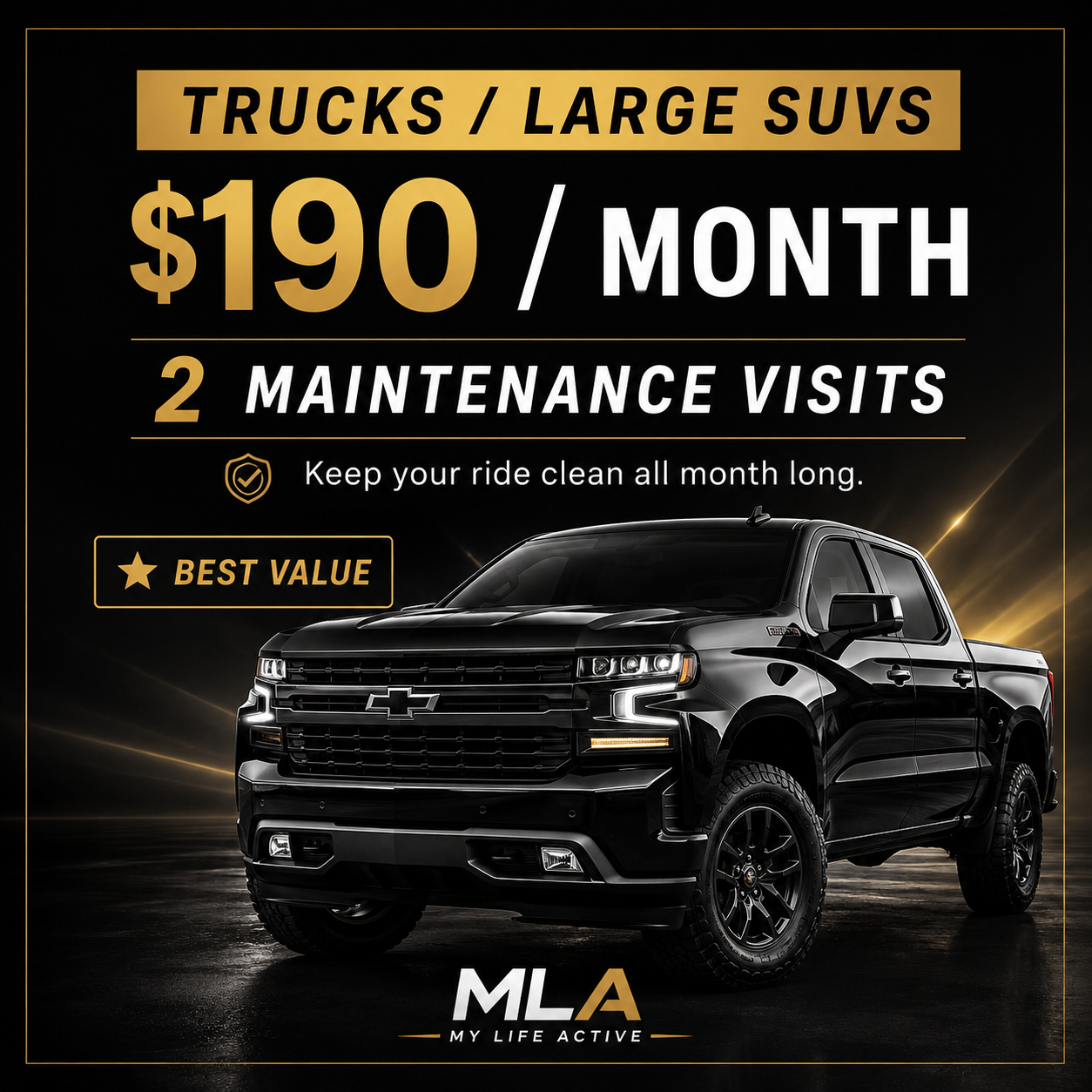 “Trucks/Large SUVs” ($190 2 maintenance visits a month)