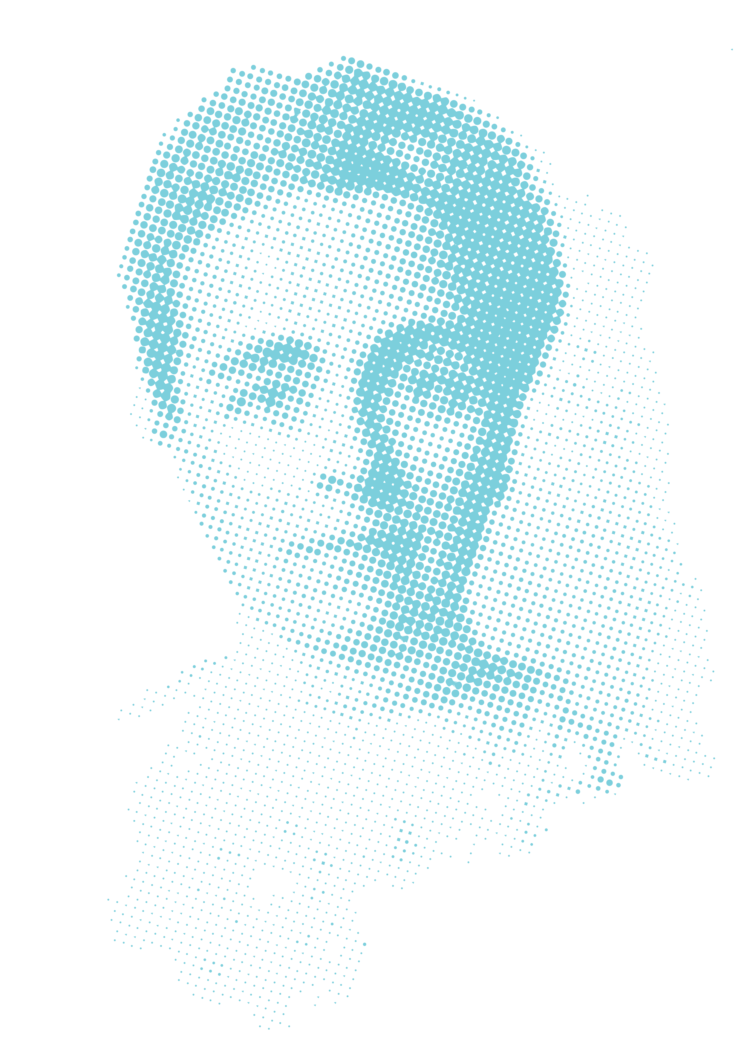 Halftone portrait of a young Catharine Waugh McCulloch, a suffragist, activist, and legal trailblazer, in light blue.