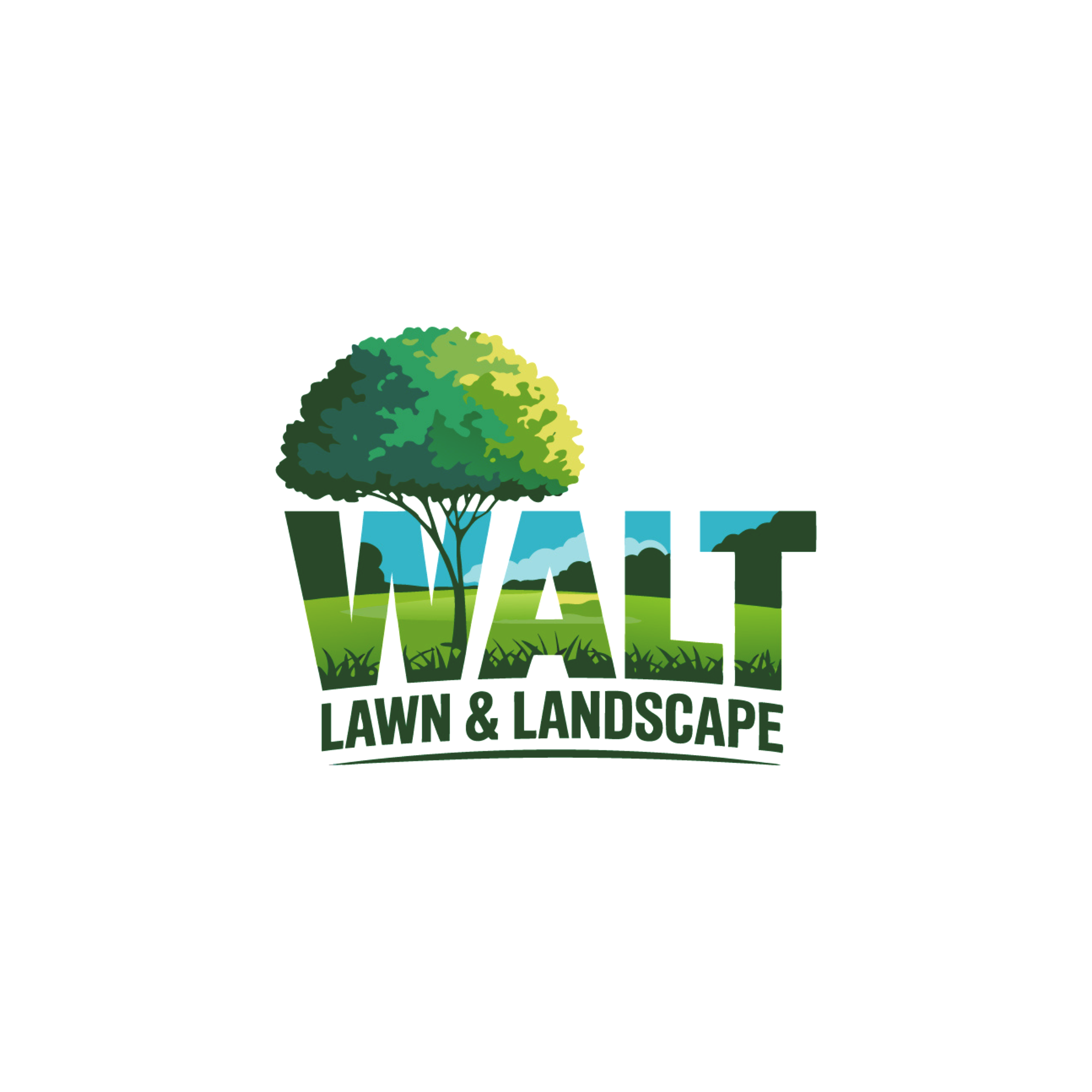 A logo for WAVE Lawn & Landscape featuring a stylized tree and grass with the company name.