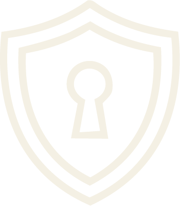 A shield emblem with a keyhole in the center.