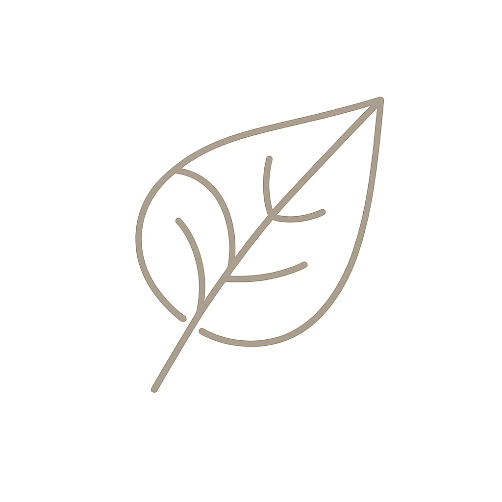Neon outline of a leaf on a dark background with a glow effect.