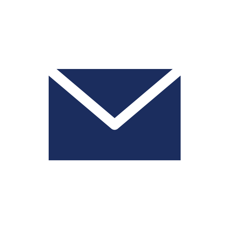 Icon of an envelope with a pointed flap, representing email or messaging, on a white circular background.
