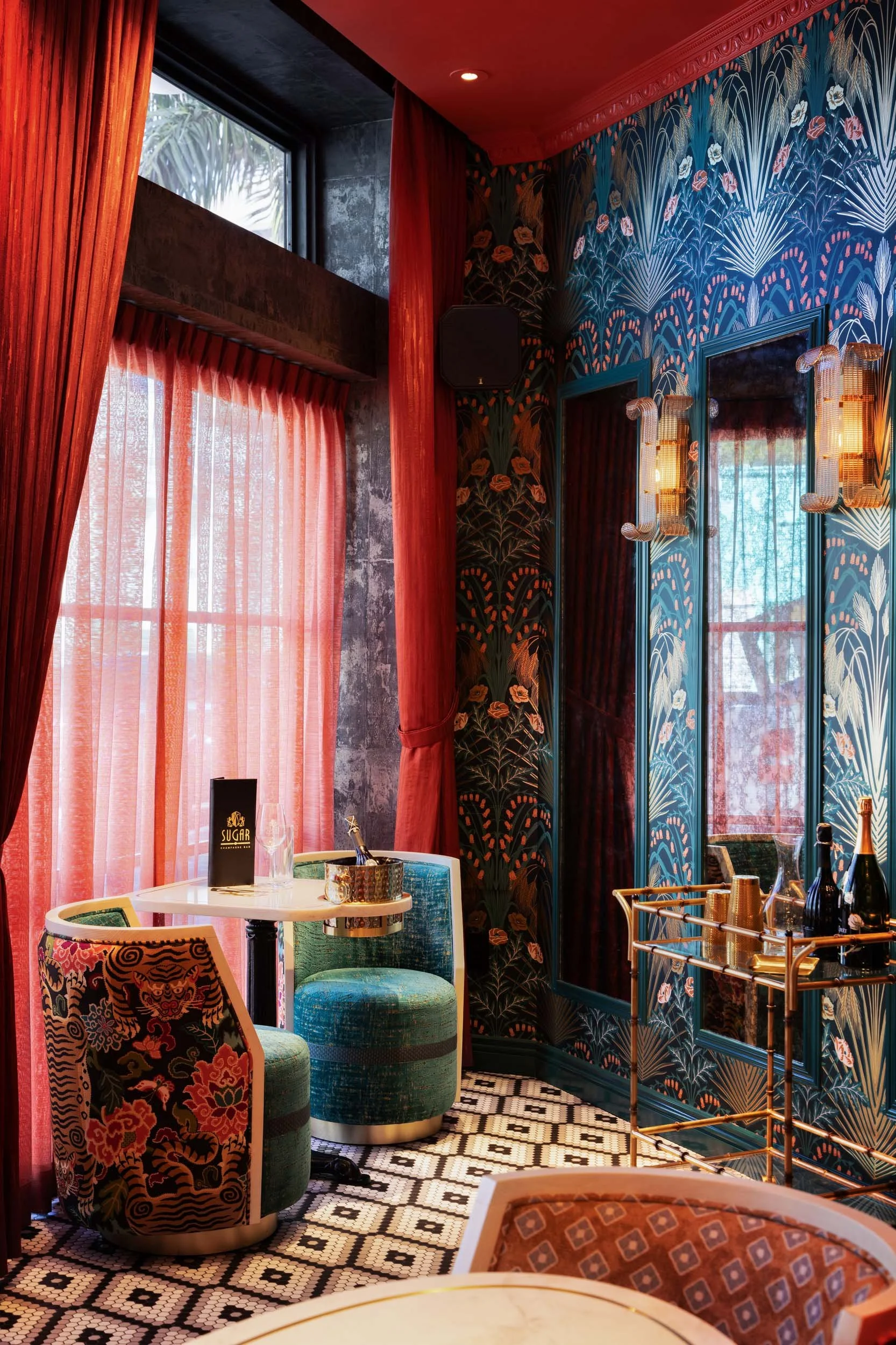 bar cart+patterns+coral+stools+sugar.jpg
