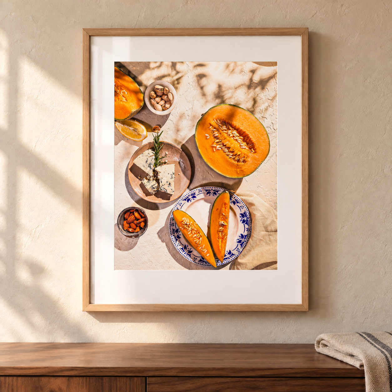Alfresco framing illustration in a light oak frame. A4 photographic print supplied unframed; frame and mount not included.