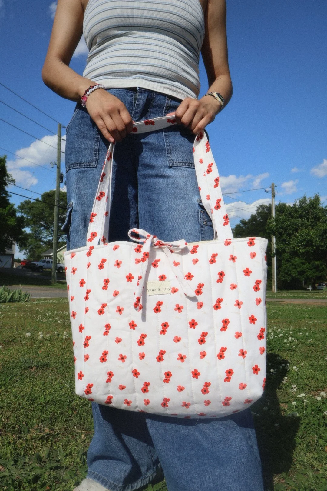 Red Floral Tote