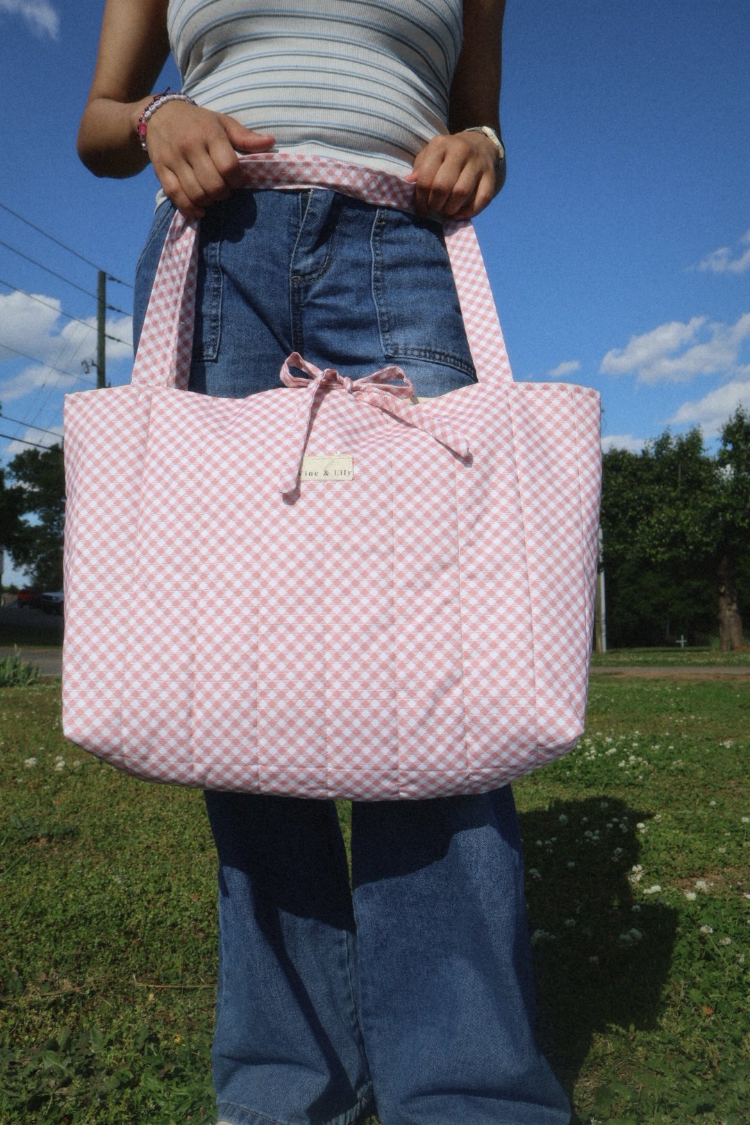 Pink Gingham Tote