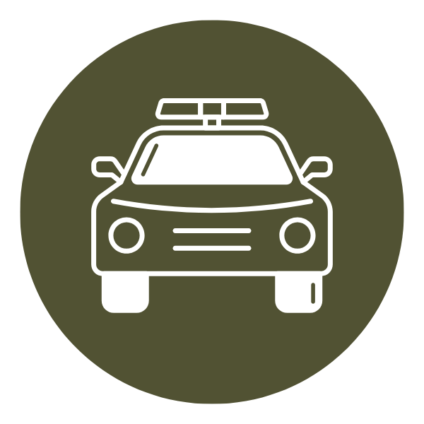 Icon of a police car with a light bar on top
