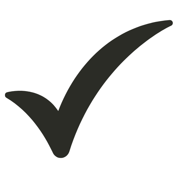A large gray checkmark or tick mark on a black background.