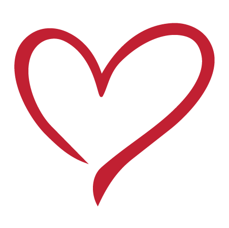 Red outline of a heart on a black background.