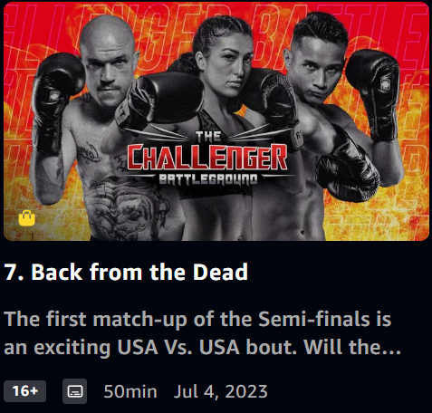 Promotional poster for 'The Challenger Battleground' featuring three fighters in boxing stance, with a red and yellow background, and the event title in bold letters.