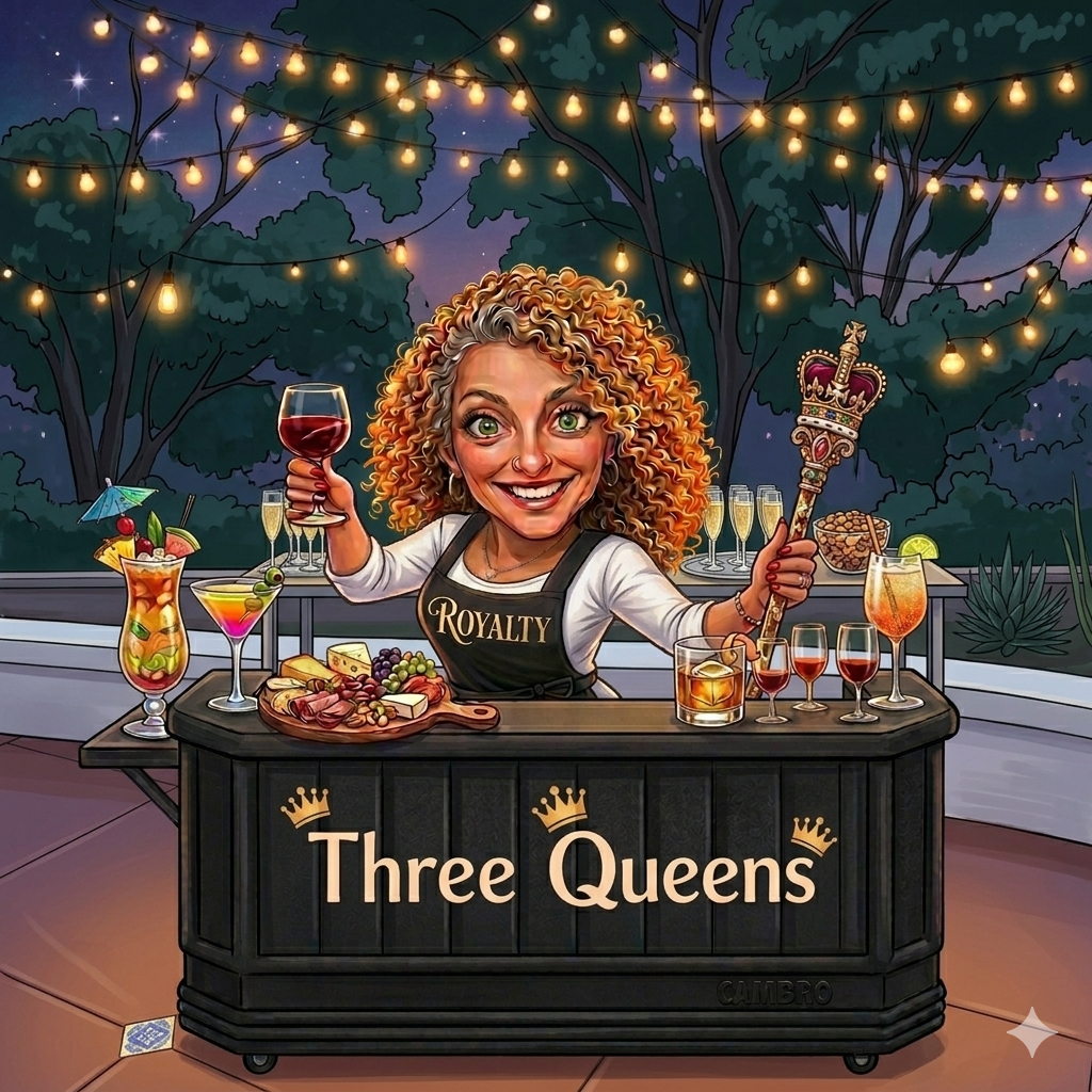A cheerful woman with curly hair and a