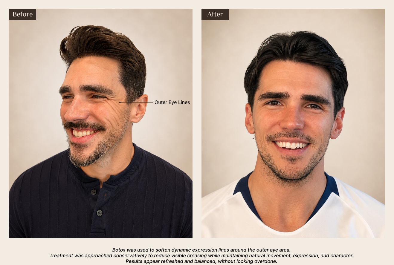 Before and after injectable treatment showing natural-looking facial refinement