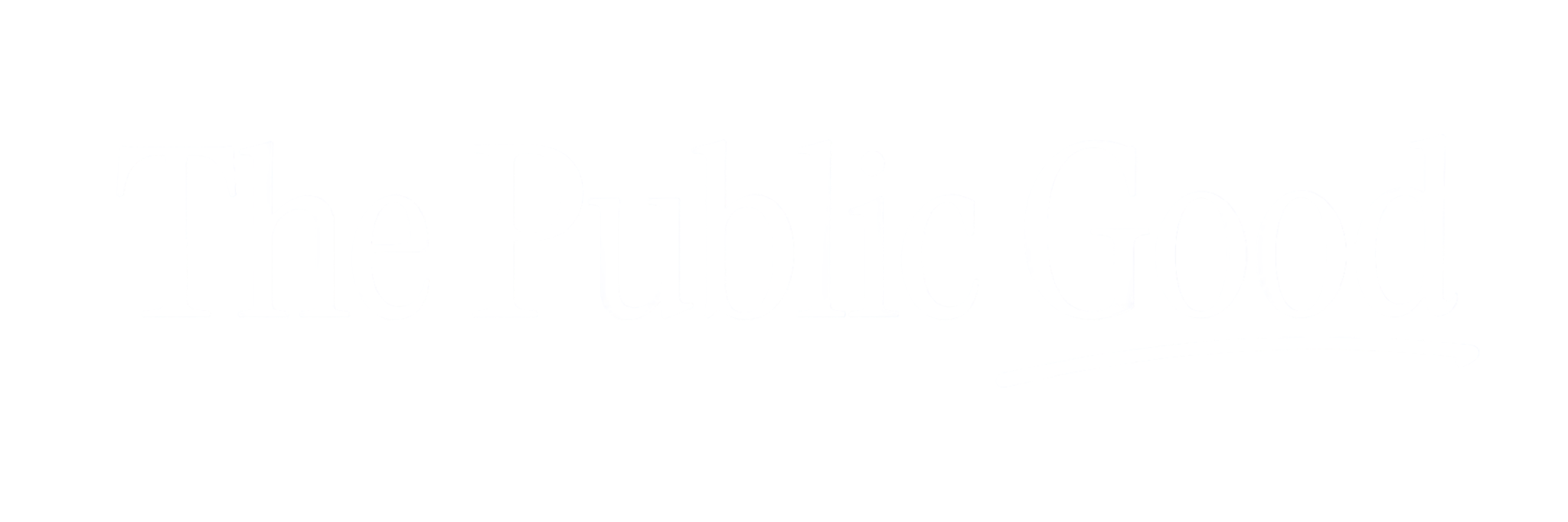The Public Good logo with stylized white text on a black background.