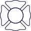 a line drawing of a maltese cross representing fire service.