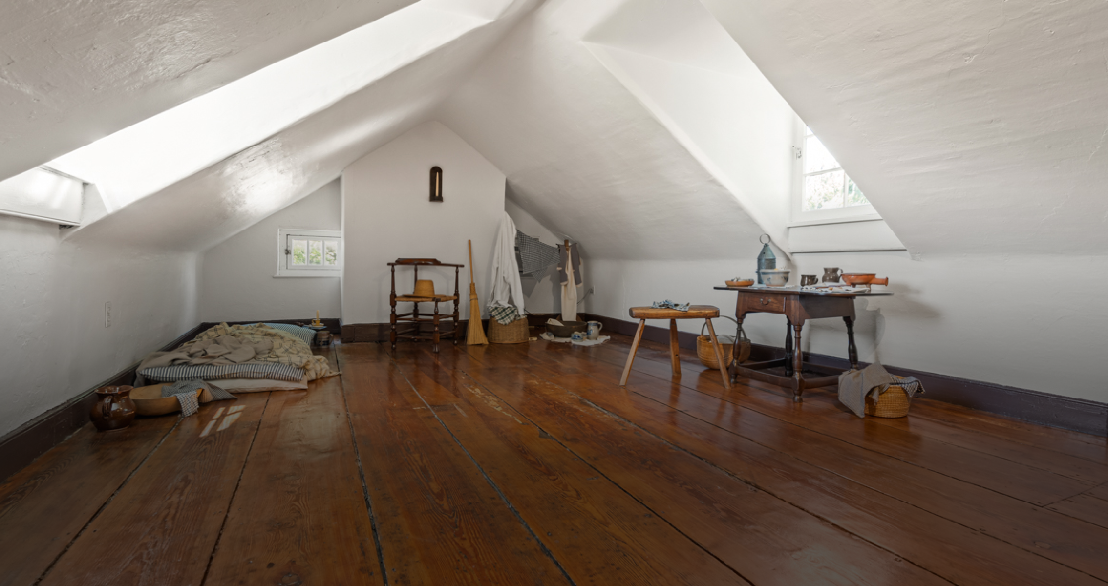  THIRD STORY ATTIC GARRET  
 Restoring the quarters for enslaved people  
Recipient of the 2024 Pennsylvania Historic Preservation Construction Award. 

Made possible by the Pennsylvania Historical and Museum Commission (PHMC) and generous donors to 