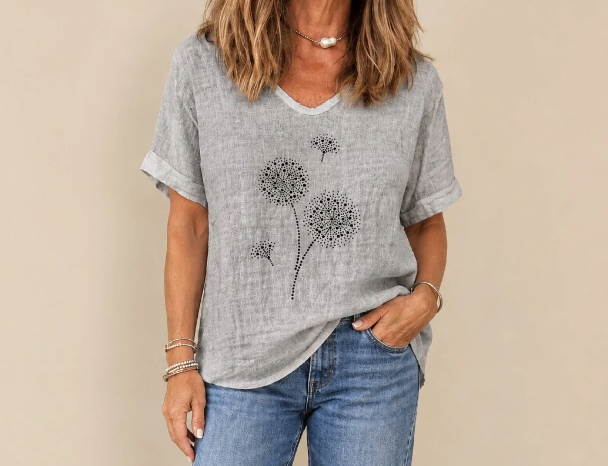 Casual Hibiscus Print Top