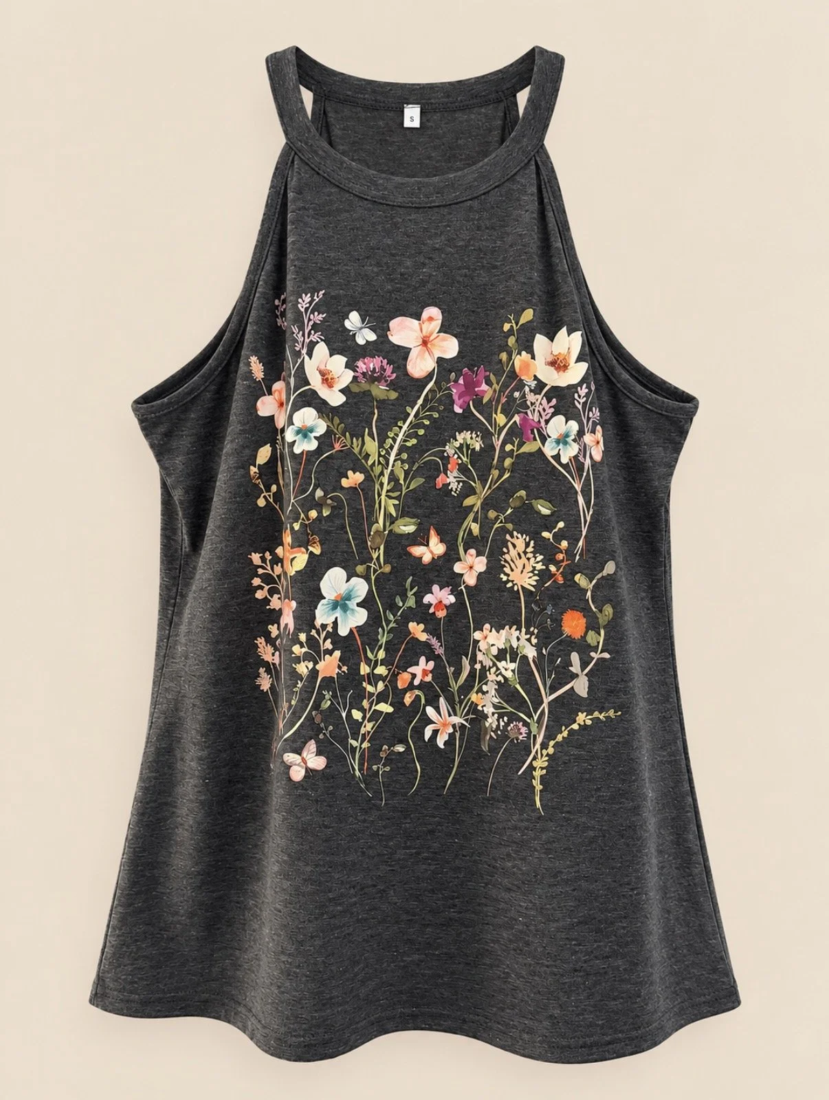 Boho Floral Halter Tank Top