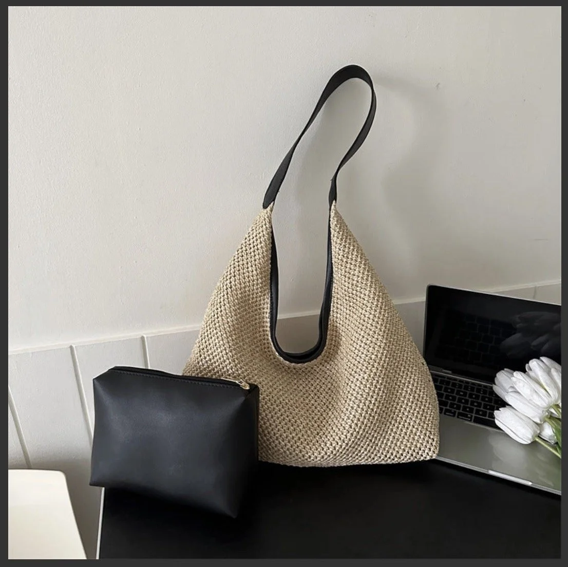 Casual Hollow Out Woven Shoulder Bag