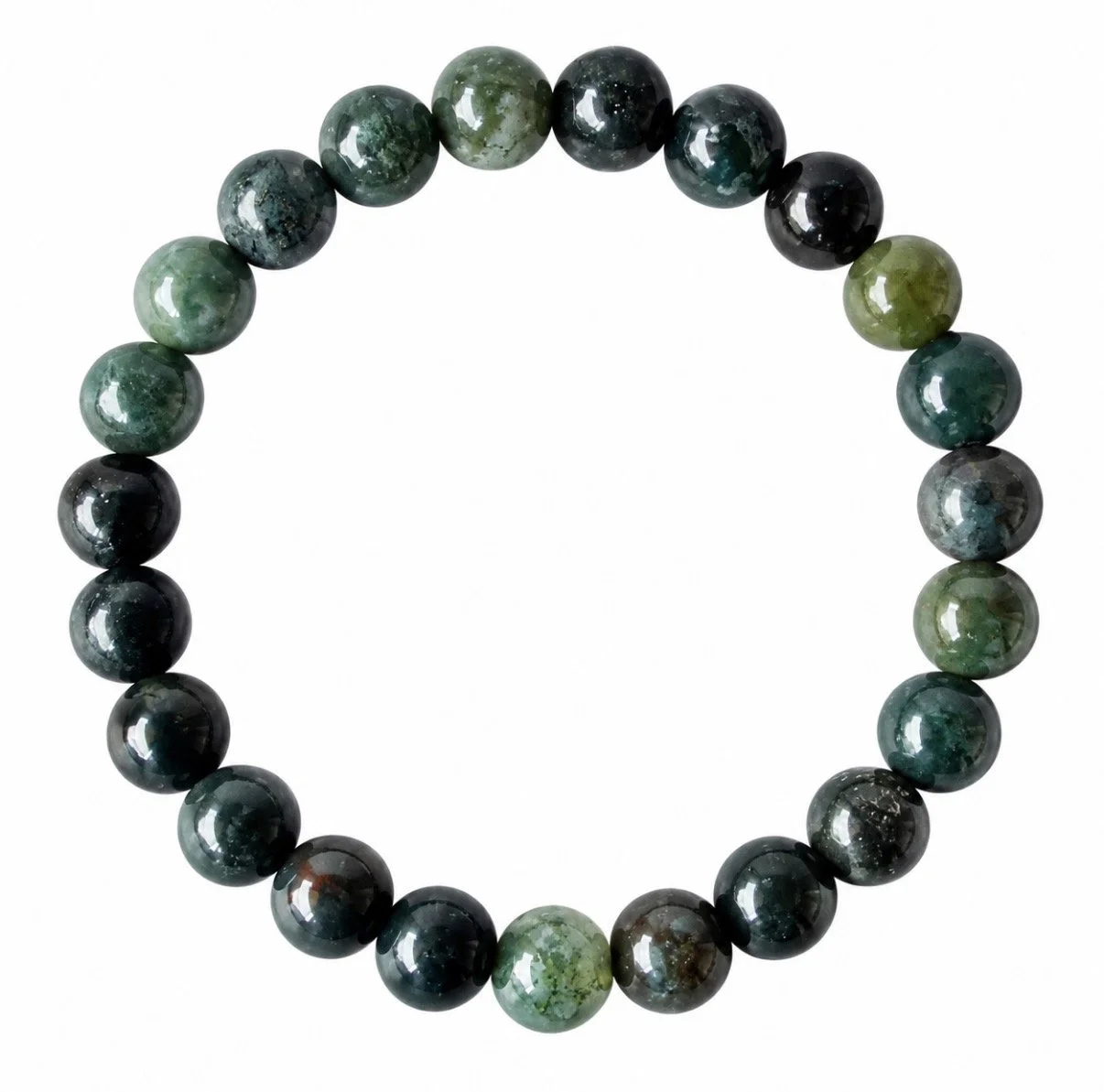 Moss Agate Beaded Gemstone Bracelet