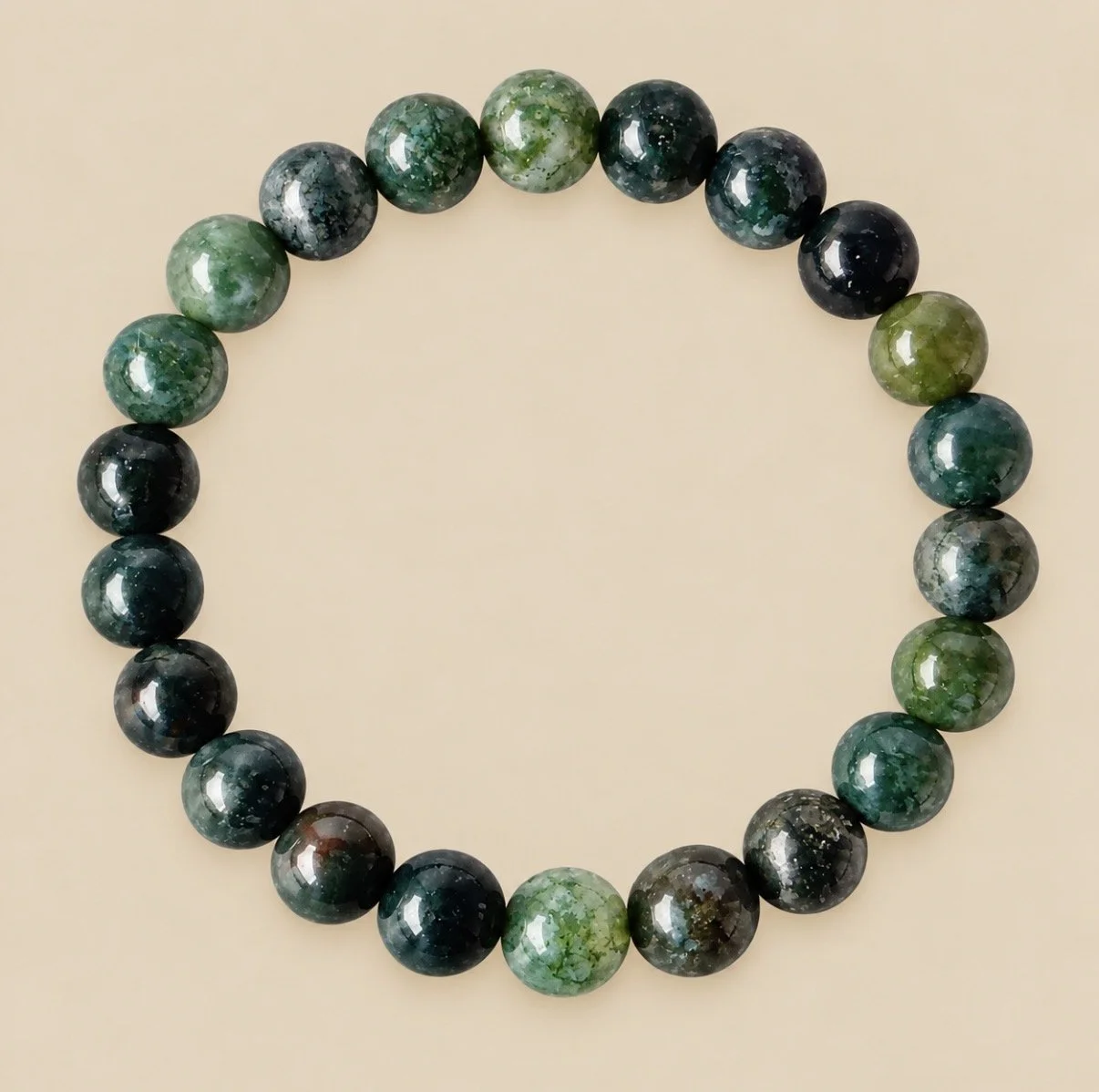 Moss Agate Beaded Gemstone Bracelet