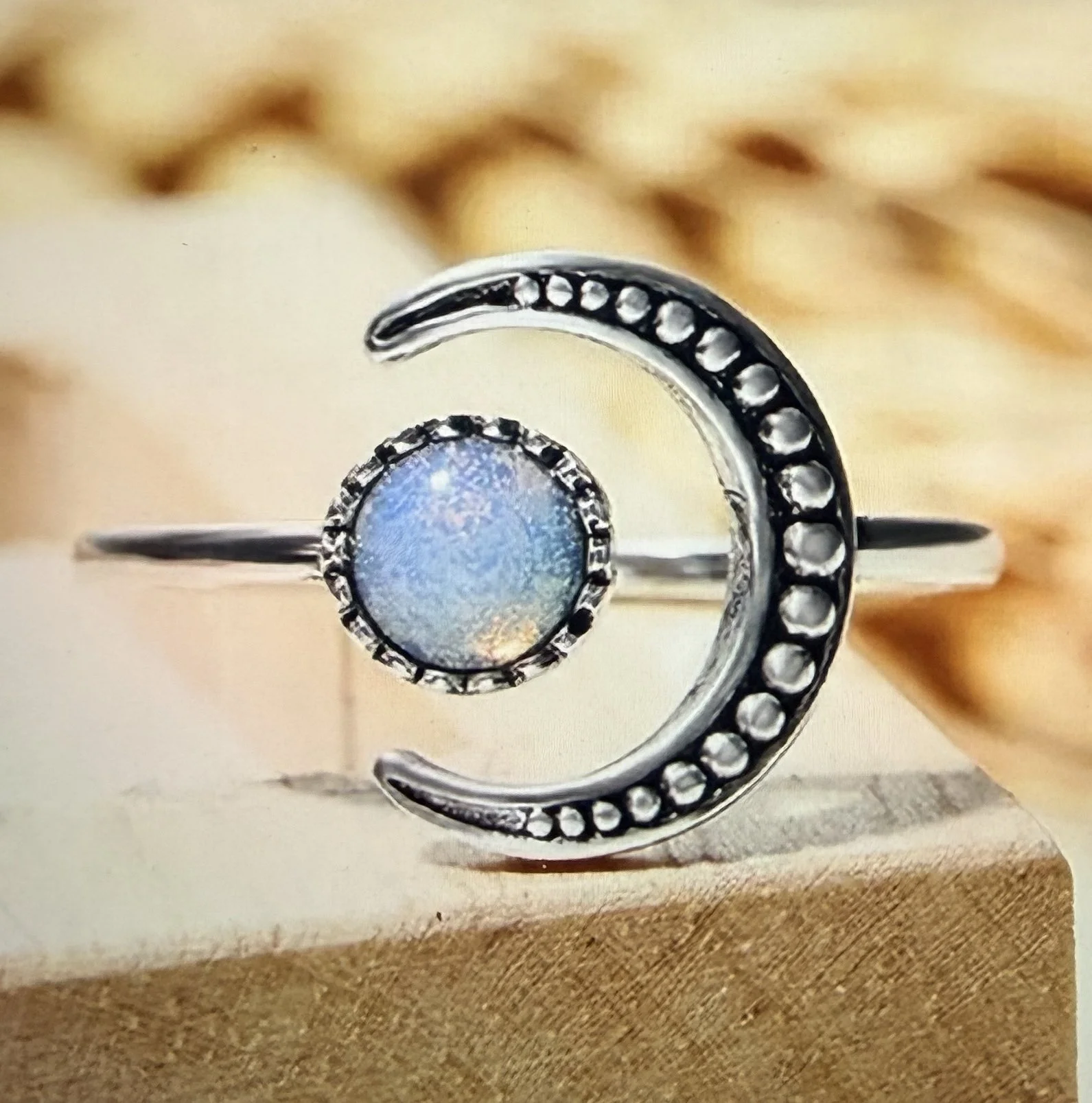 Boho Crescent Moon Open Ring