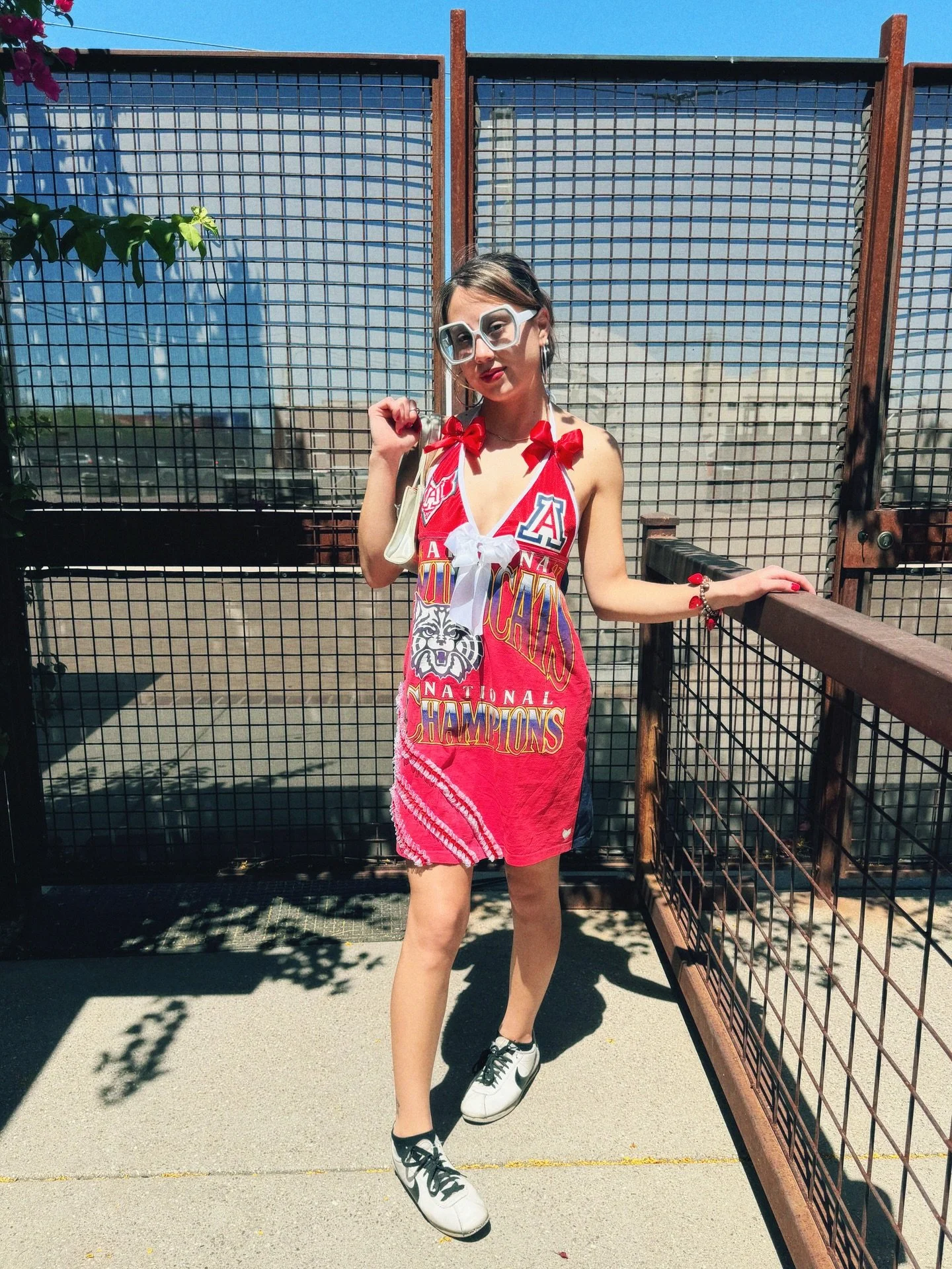 Stand out in Saturday&rsquo;s crowd: pick up one of these (or other pieces) at @_labellalunaboutique in the @mercadodistricttucson All upcycled from shirts, jerseys etc, all one of a kind 💙❤️🏀 #toowild #labikinibruja #WildcatStyle #DesertBaddie #Tu