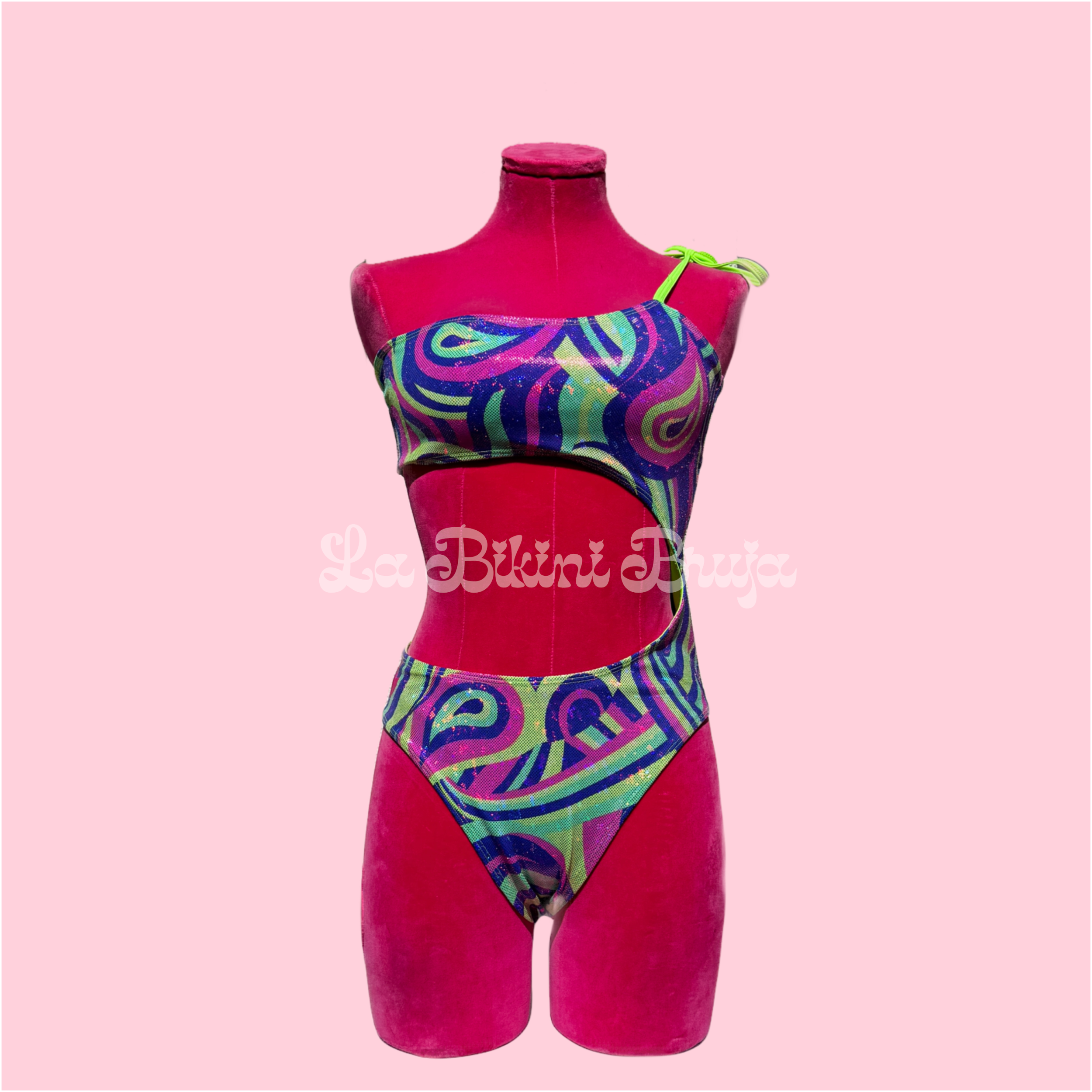 Asymmetrical Paisley Pink Sparkle