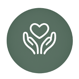 Icon of two hands gently holding a heart.