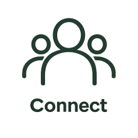 Simple icon of three people with the word 'Connect' below.