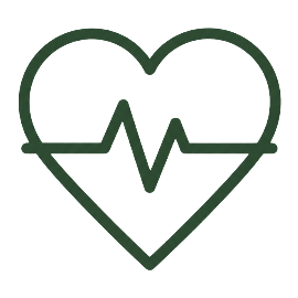 Outline of a heart with a heartbeat line inside.