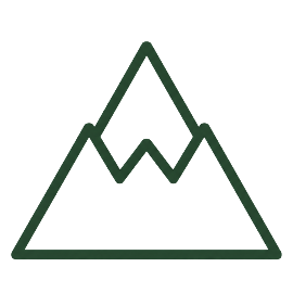 Line drawing of a mountain with peaks and valleys.