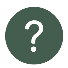 A circular icon with a dark green background and a white question mark in the center.
