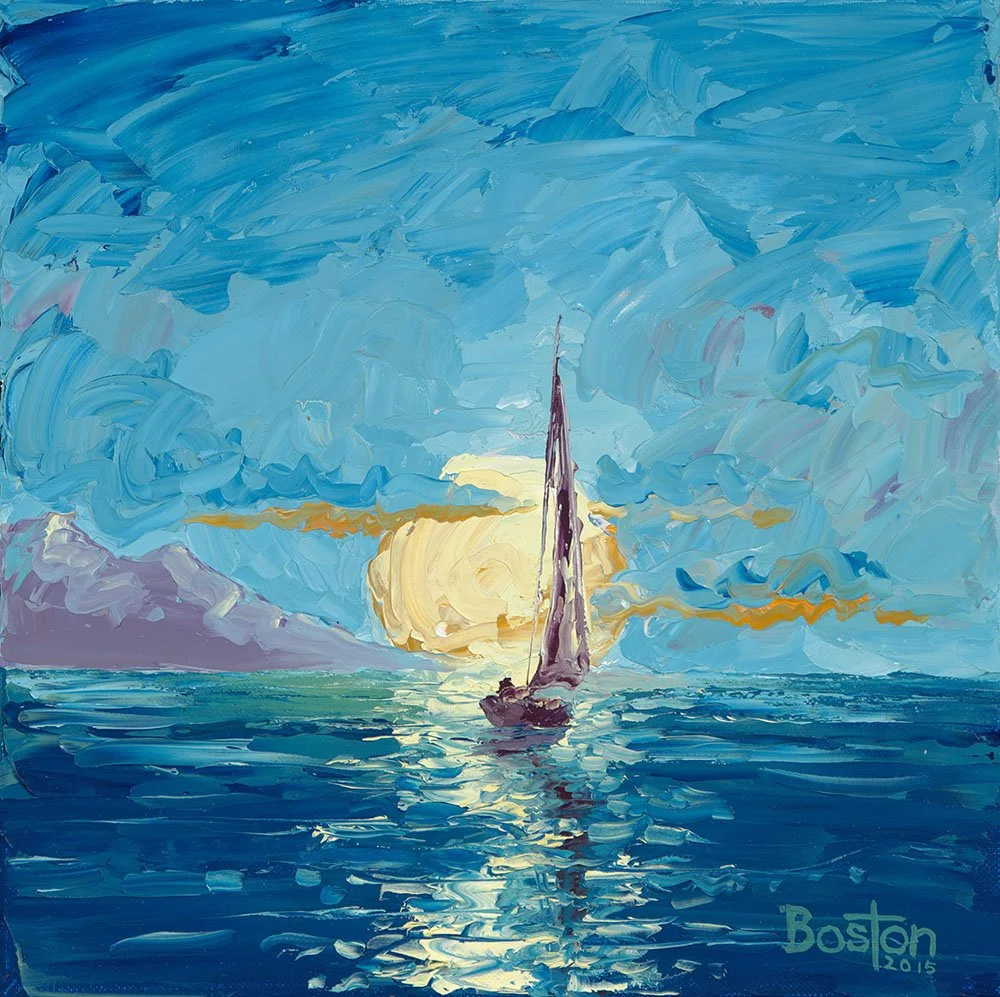 Sailboat-Sunset-oil-painting-teal-blue-caribbean-12x12 Eric Boston.jpg