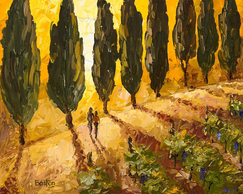 Tuscany-italy-Cypress-trees-people-oil-painting-16x20 Eric Boston.jpg