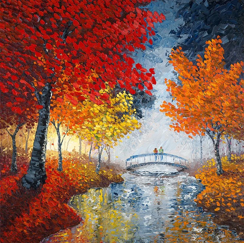 A-Moment-to-Share-oil-painting-trees-bridge-river-couple-fall-44x44 Eric Boston.jpg